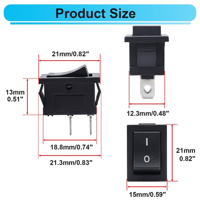 TWTADE 8Pcs 12V Rocker Switch On/Off 2 Pin 2 Position SPST Car Auto Boat Rocker Toggle Switch AC 6A/250V 10A/125V KCD1-1-101 - Image 2